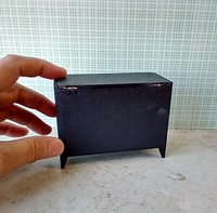 1:12 scale dollhouse mid-century modern record player stand and storage cabinet MCM record console