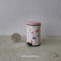 1:12 Dollhouse MCM-themed trash cans for kitchen with hinged lid Mid-century modern dollhouse accessory.  Price is for EACH