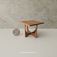 1:12 scale dollhouse mid-century style end table in solid cherry wood MCM side table with square top REF Cherry