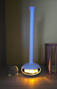 1:12 Dollhouse miniature hanging modern fireplace MCM style suspended fireplace with battery operated flickering insert REF White