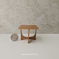 1:12 scale dollhouse mid-century style end table in solid cherry wood MCM side table with square top REF Cherry