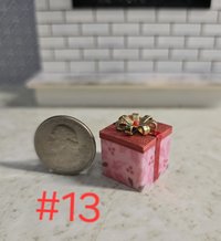 1-inch scale dollhouse miniature light up Christmas gift box Battery lighted gift box for mini holiday scene REF #13 Pink gift box
