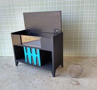 1:12 scale dollhouse mid-century modern record player stand and storage cabinet MCM record console