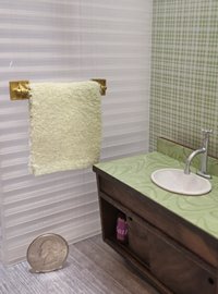 1:12 Dollhouse mid-century style towel bar REF Breeze block 