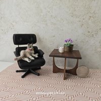 1:12 scale dollhouse mid-century style end table in solid walnut MCM side table with square top REF Walnut