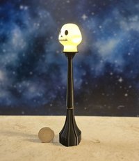 1:12 scale dollhouse battery lighted street lamp with removable skull shade No external wires REF Skull