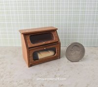 1:12 Dollhouse 2-tier bread box or goodies box with hinged doors and clear windows in solid cherry wood