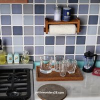 1:12 Dollhouse wall-mounted paper towel holder with shelf in solid cherry wood Price is for EACH