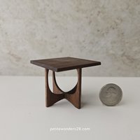 1:12 scale dollhouse mid-century style end table in solid walnut MCM side table with square top REF Walnut