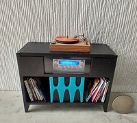 1:12 scale dollhouse audio amplifier with battery operated blue LED light