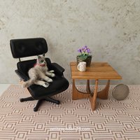 1:12 scale dollhouse mid-century style end table in solid cherry wood MCM side table with square top REF Cherry