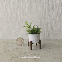 1:12 Dollhouse MCM style planter on stand Miniature modern planter REF 7