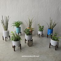 1:12 Dollhouse MCM style planter on stand Miniature modern planter REF 6