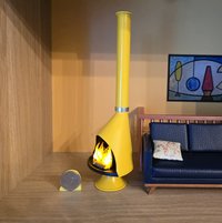 1:12 Dollhouse miniature Mid century modern free standing fireplace MCM yellow fireplace inspired by Malm fireplace Retro fireplace REF Yellow