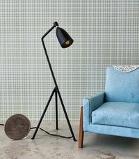 1:12 Dollhouse mid-century style tripod floor lamp Battery operated LED lamp with external wires REF Black grasshopper