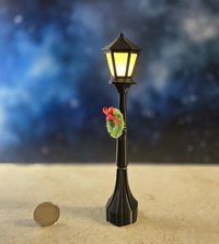 1:12 scale dollhouse battery lighted street lamp with removable lantern and wreath No external wires REF Wreath Price is for EACH lamp