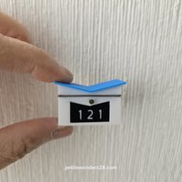 1:12 Dollhouse MCM themed mailbox with iconic butterfly roofline Personalized house number optional REF Blue roof