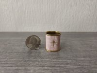 1:12 scale dollhouse MCM style oval wastebasket covered in vinyl sticker paper REF Pink