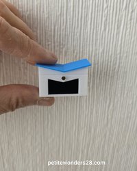 1:12 Dollhouse MCM themed mailbox with iconic butterfly roofline Personalized house number optional REF Blue roof