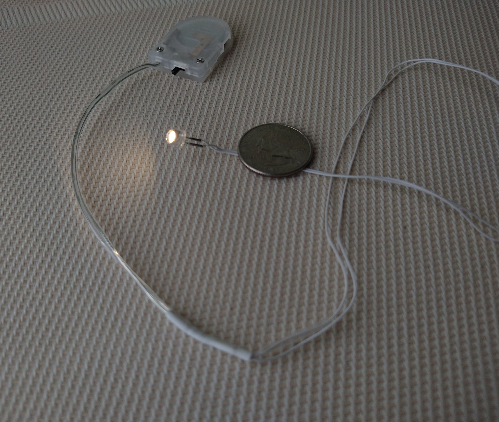DIY supplies for making miniature lamps or projects with wired LED + battery pack with switch + heat shrink tubes + battery PRICE is for EACH set