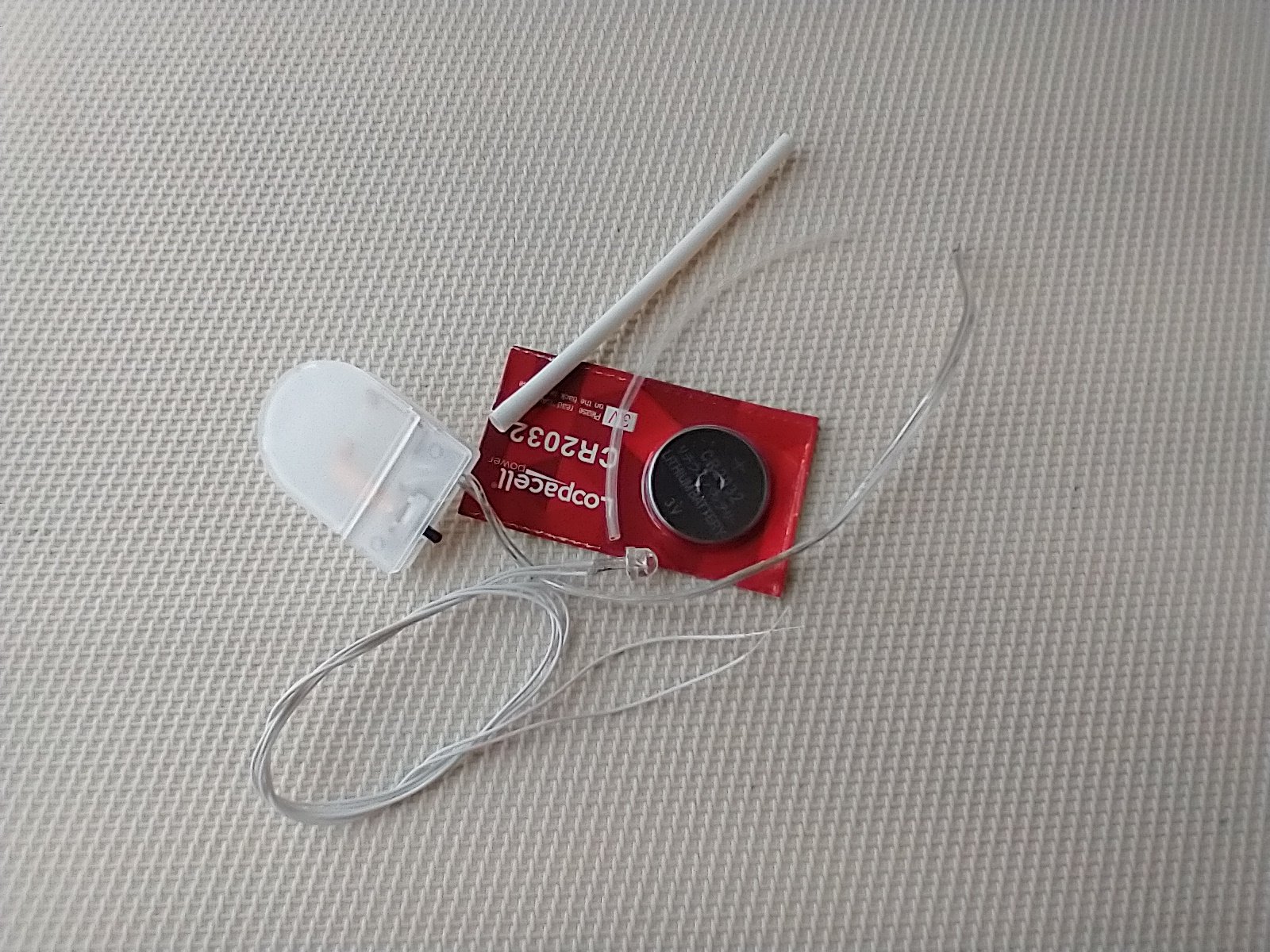 DIY supplies for making miniature lamps or projects with wired LED + battery pack with switch + heat shrink tubes + battery PRICE is for EACH set