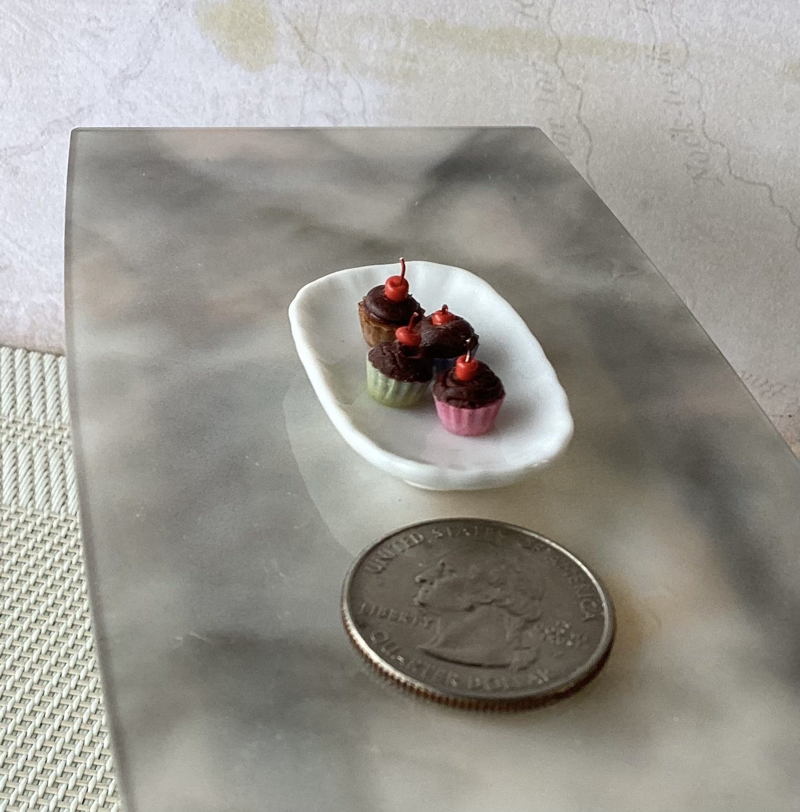 1:12 Dollhouse miniature chocolate cupcake with cherry candy topper Price is for EACH