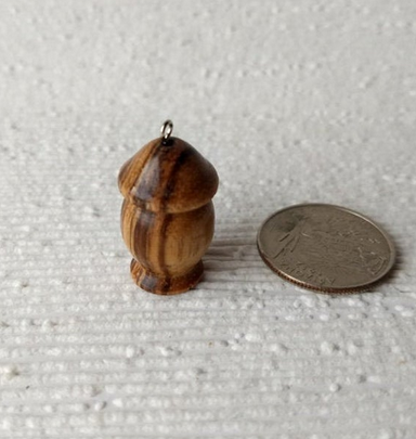 Lathe turned bird house made from zebrawood with hanging loop for dollhosue decor or fairy garden