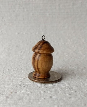 Lathe turned bird house made from zebrawood with hanging loop for dollhosue decor or fairy garden