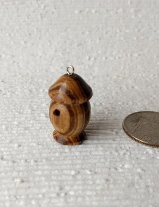 Lathe turned bird house made from zebrawood with hanging loop for dollhosue decor or fairy garden