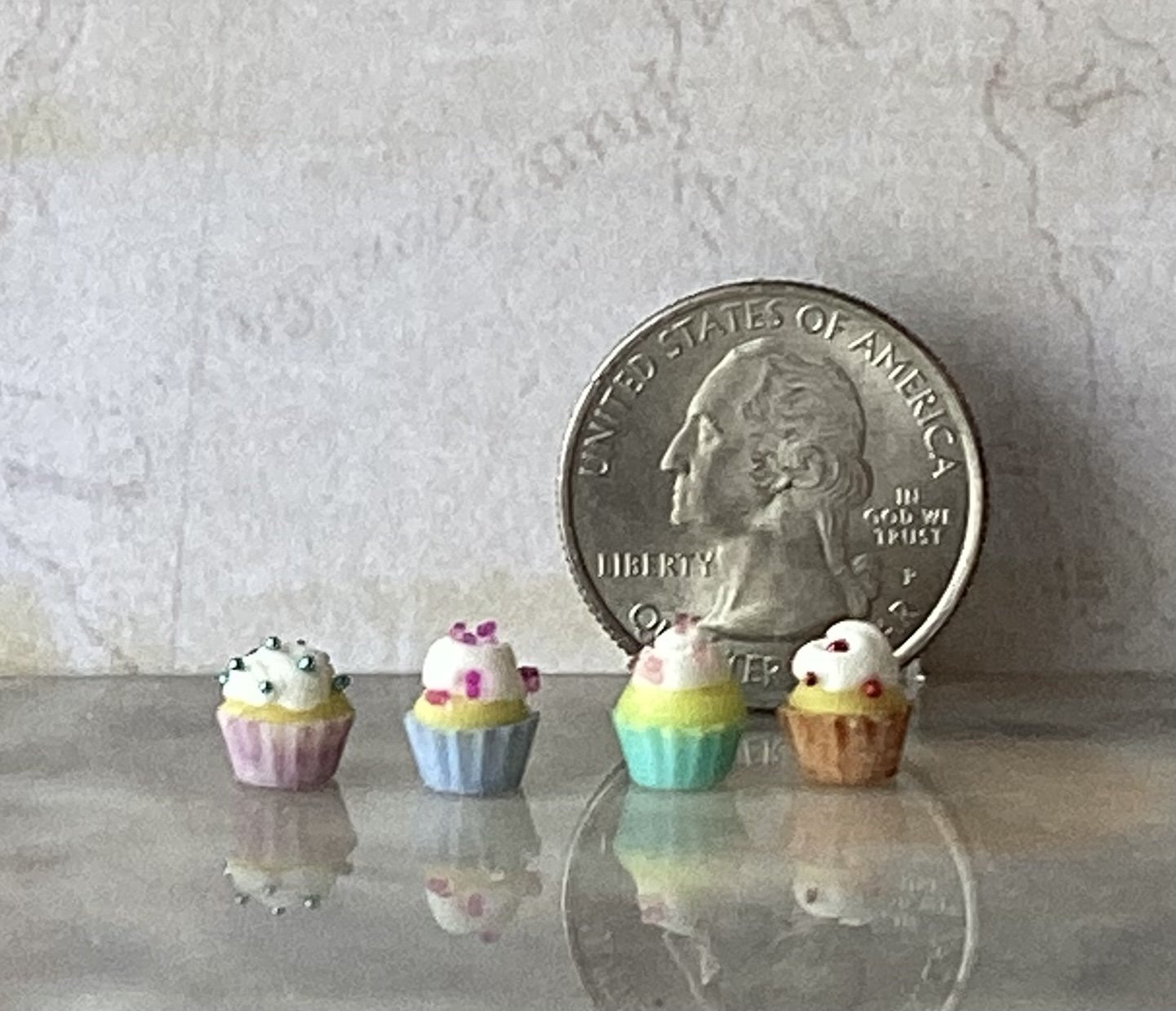 1:12 Dollhouse miniature cupcake with white cream and sprinkles Price is for EACH