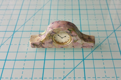 1:12 dollhouse handmade Shabby chic Mantel clock Tambour clock Shelf clock Decoupaged wood clock