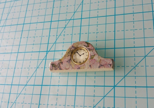 1:12 dollhouse handmade Shabby chic Mantel clock Tambour clock Shelf clock Decoupaged wood clock
