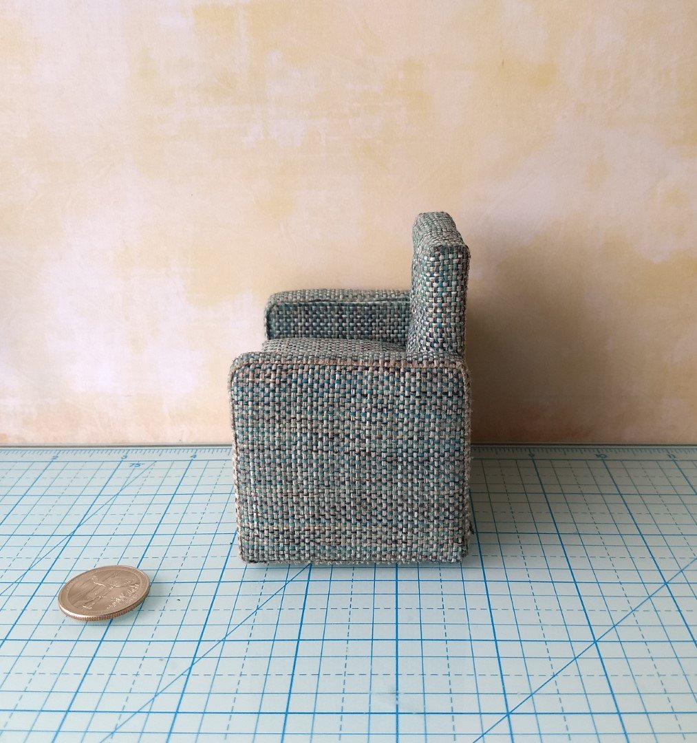 1:12 Dollhouse miniature handcrafted recliner with lever Working miniature reclinging armchair