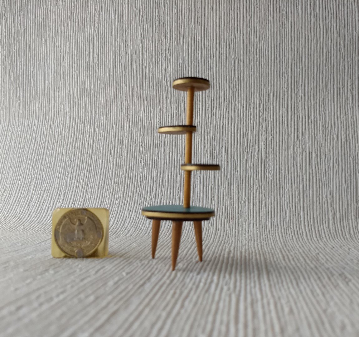 1:12 Dollhouse mid-century style plant stand Formica 4-tiered plant stand or display stand