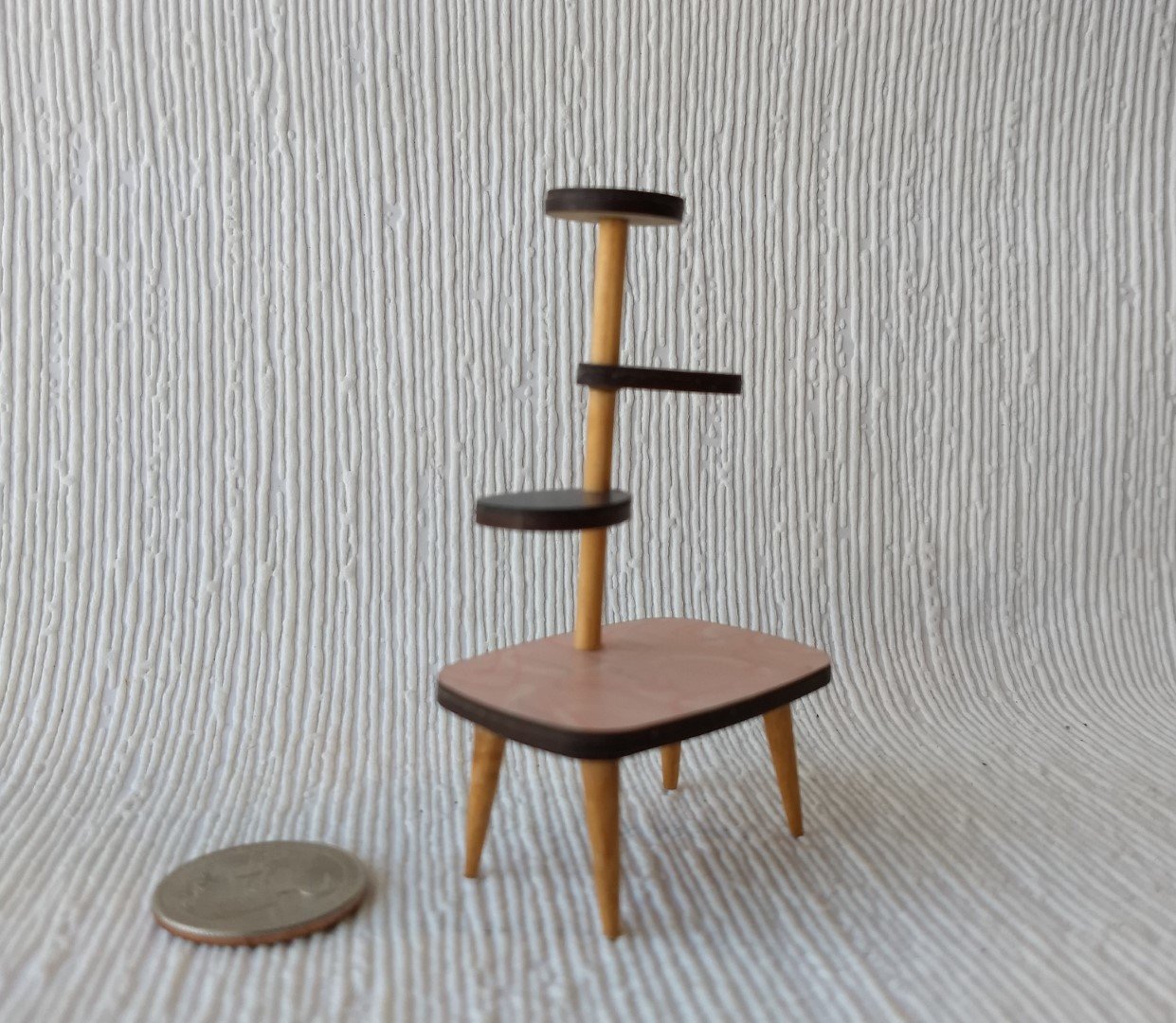 1:12 Dollhouse mid-century style plant stand 4-tiered Formica plant stand with rectangular base platform Formica display stand