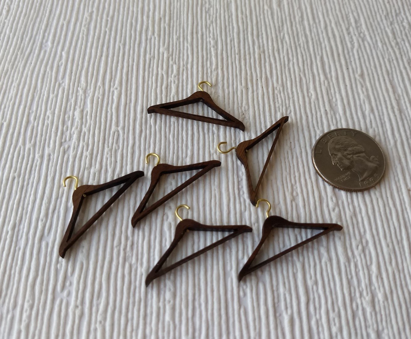 1:12 Dollhouse miniature wood hangers Walnut clothes hangers Price varies depending on quantity