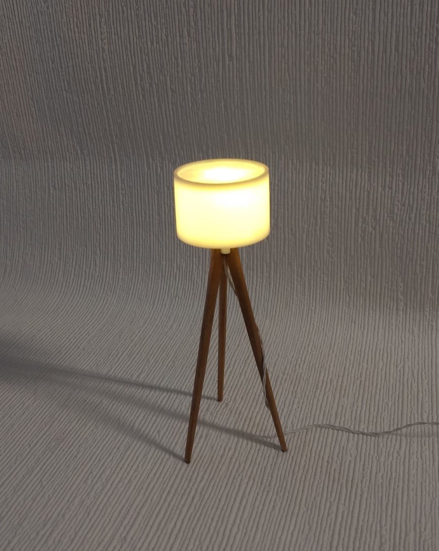 RESERVED 1:12 Dollhouse miniature tripod floor lamp cherry wood legs Modern tripod lamp Battery operated floor lamp with external wires
