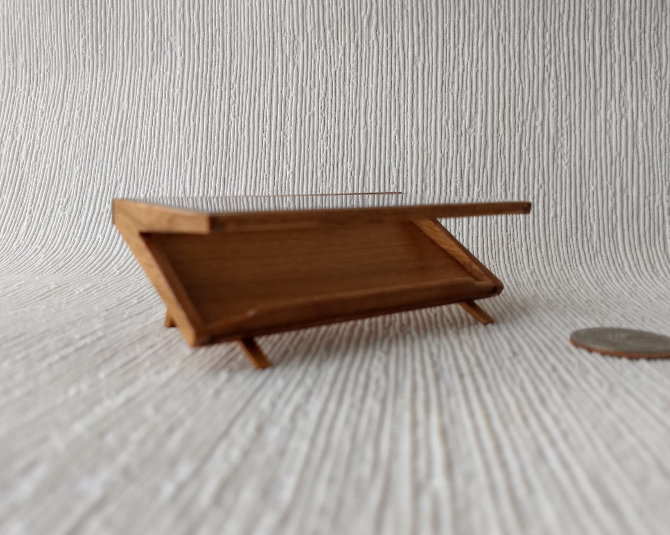1:12 Dollhouse Mid-century styled coffee table acrylic top MCM magazine display coffee table in solid cherry wood