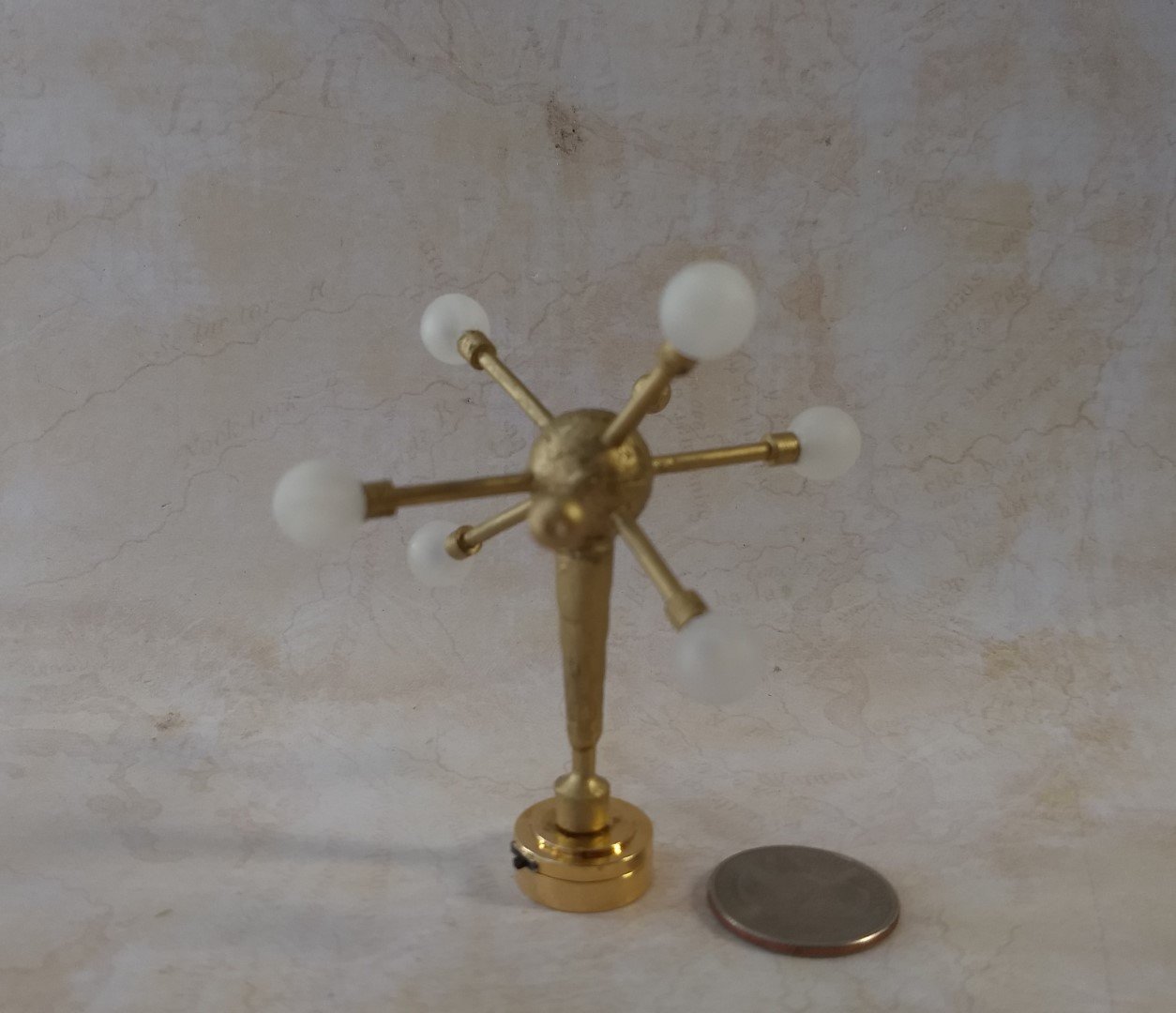 1:12 Dollhouse mid-century inspired space age orbit chandelier Atomic age MCM 6-light ceiling light