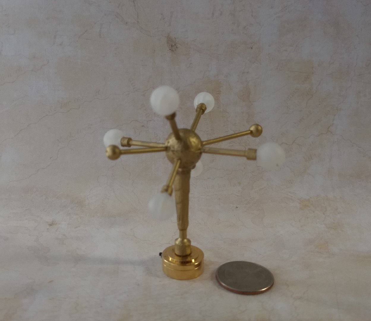 1:12 Dollhouse mid-century inspired space age orbit chandelier Atomic age MCM 6-light ceiling light