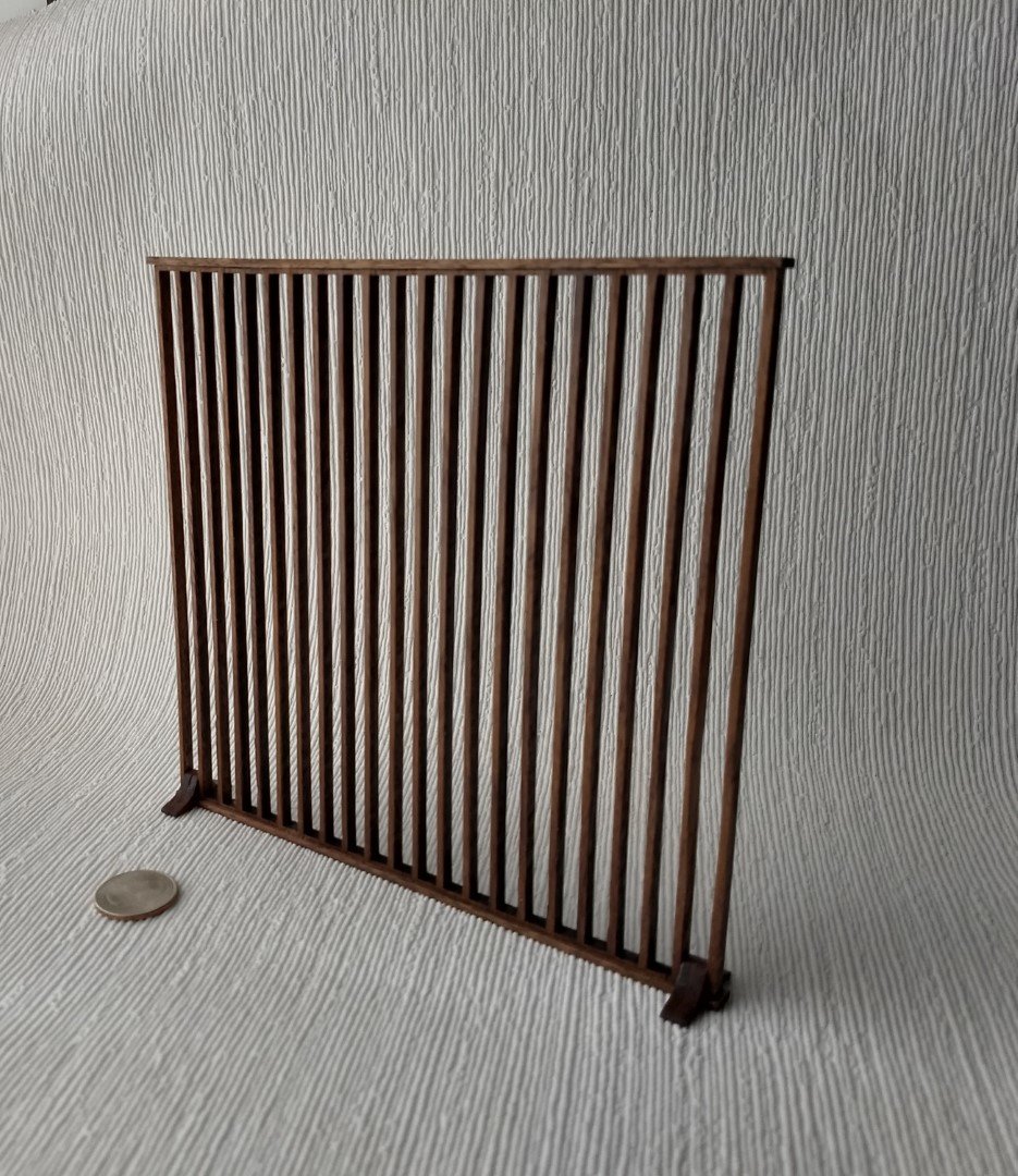 1:12 Dollhouse walnut room divider in beautifully simplistic style