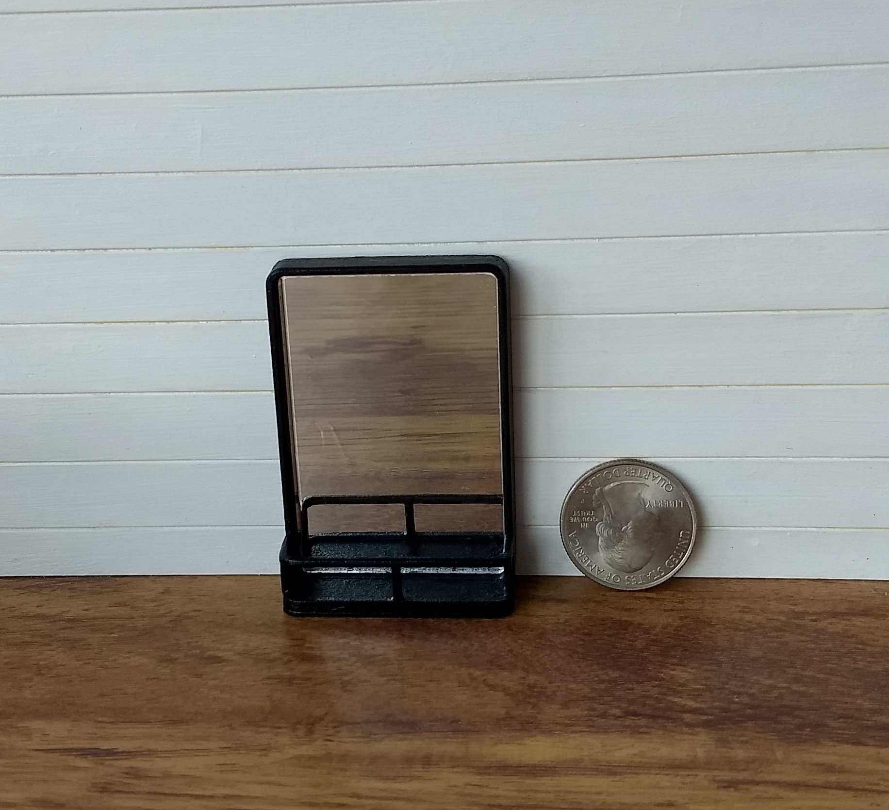 RESERVED 1:12 Dollhouse modern accent mirror with shelf