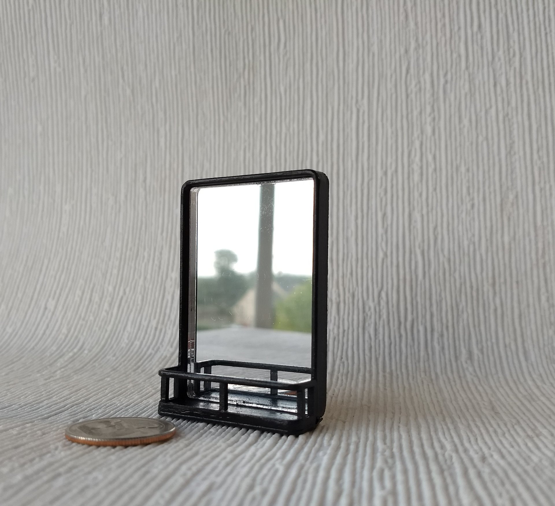 RESERVED 1:12 Dollhouse modern accent mirror with shelf
