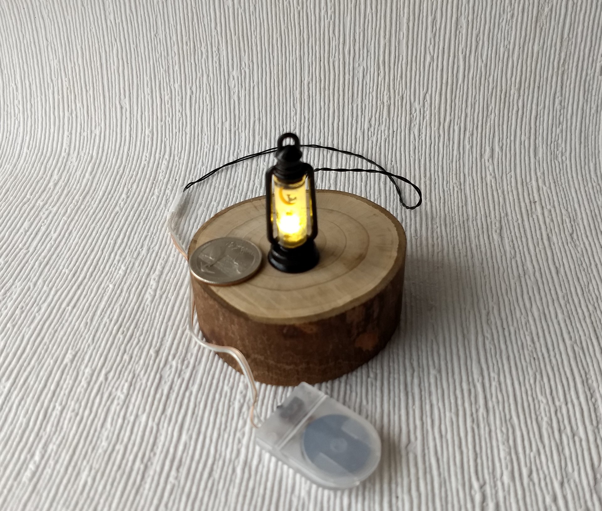 1:12 Dollhouse miniature Halloween themed lantern Battery operated metal lantern with external wires (Ref Spiderweb)