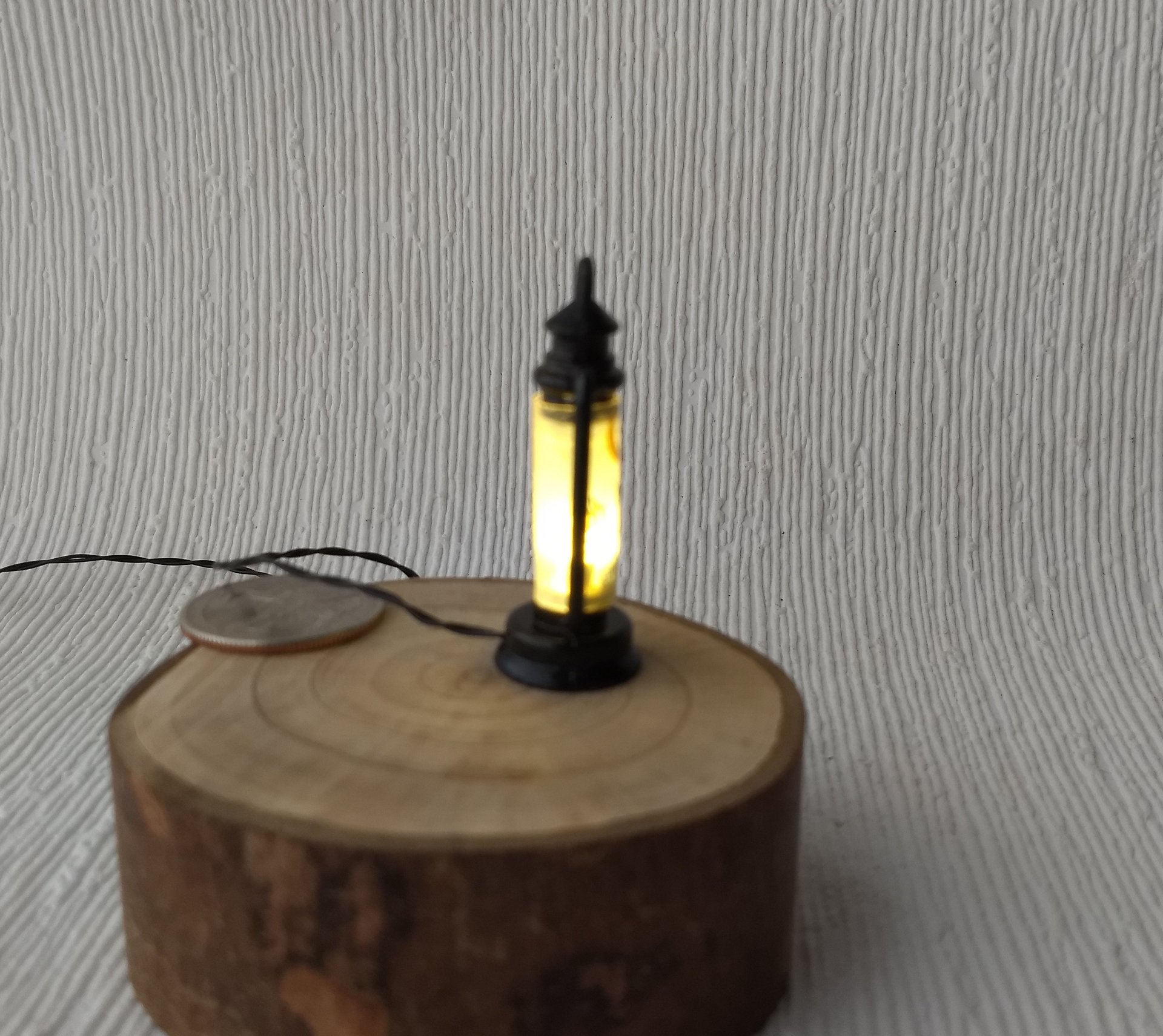 1:12 Dollhouse miniature Halloween themed lantern Battery operated metal lantern with external wires (Ref Spiderweb)