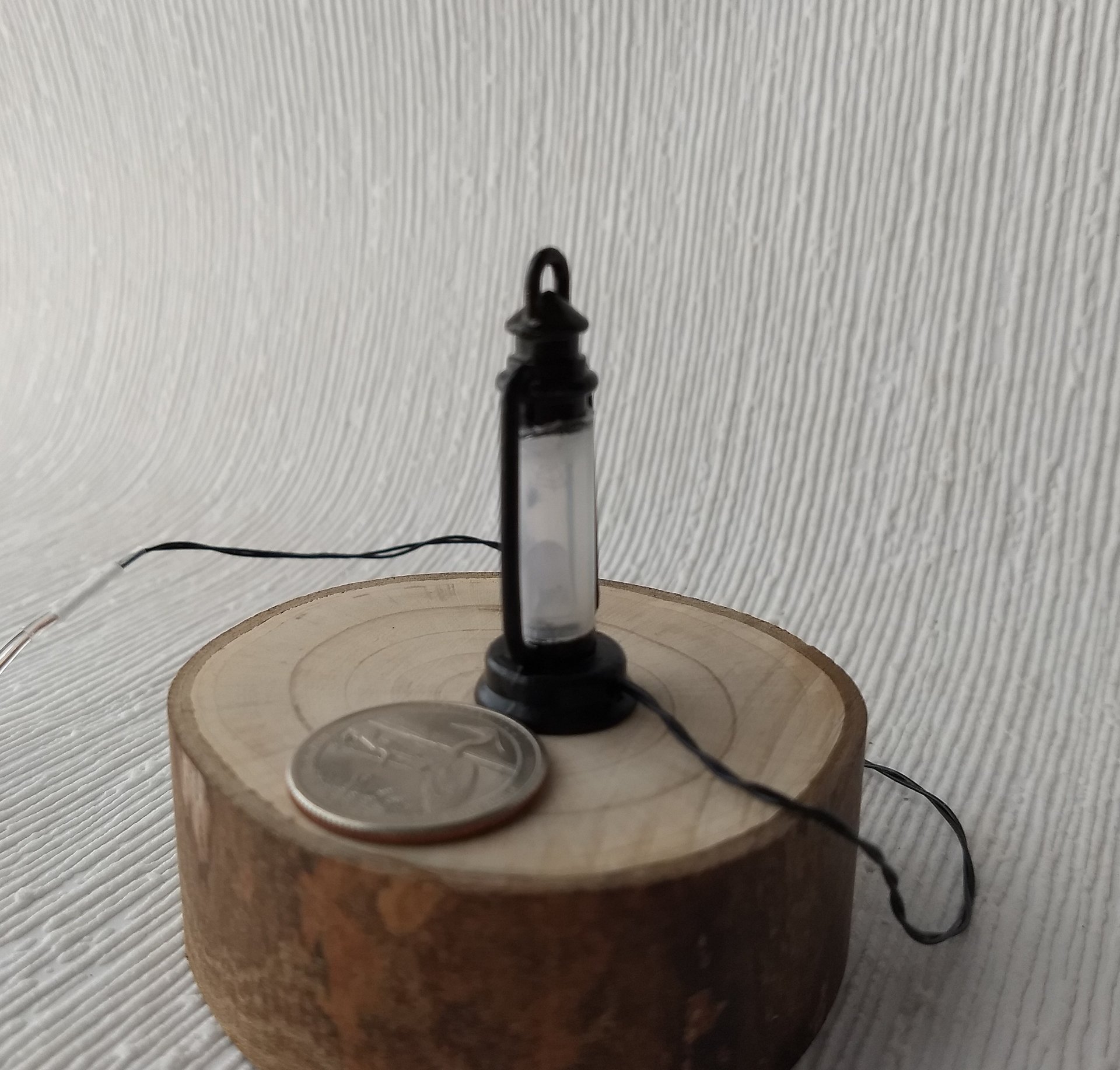 1:12 Dollhouse miniature Halloween themed lantern Battery operated metal lantern with external wires (Ref Skeleton)