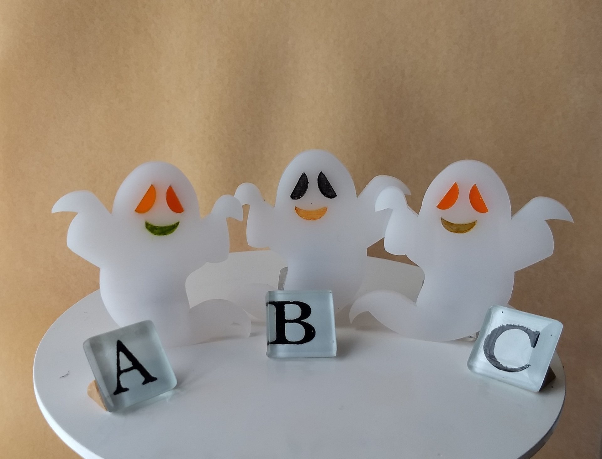 Miniature battery operated happy ghosts for dollhouse or Halloween diorama List price is for one unit