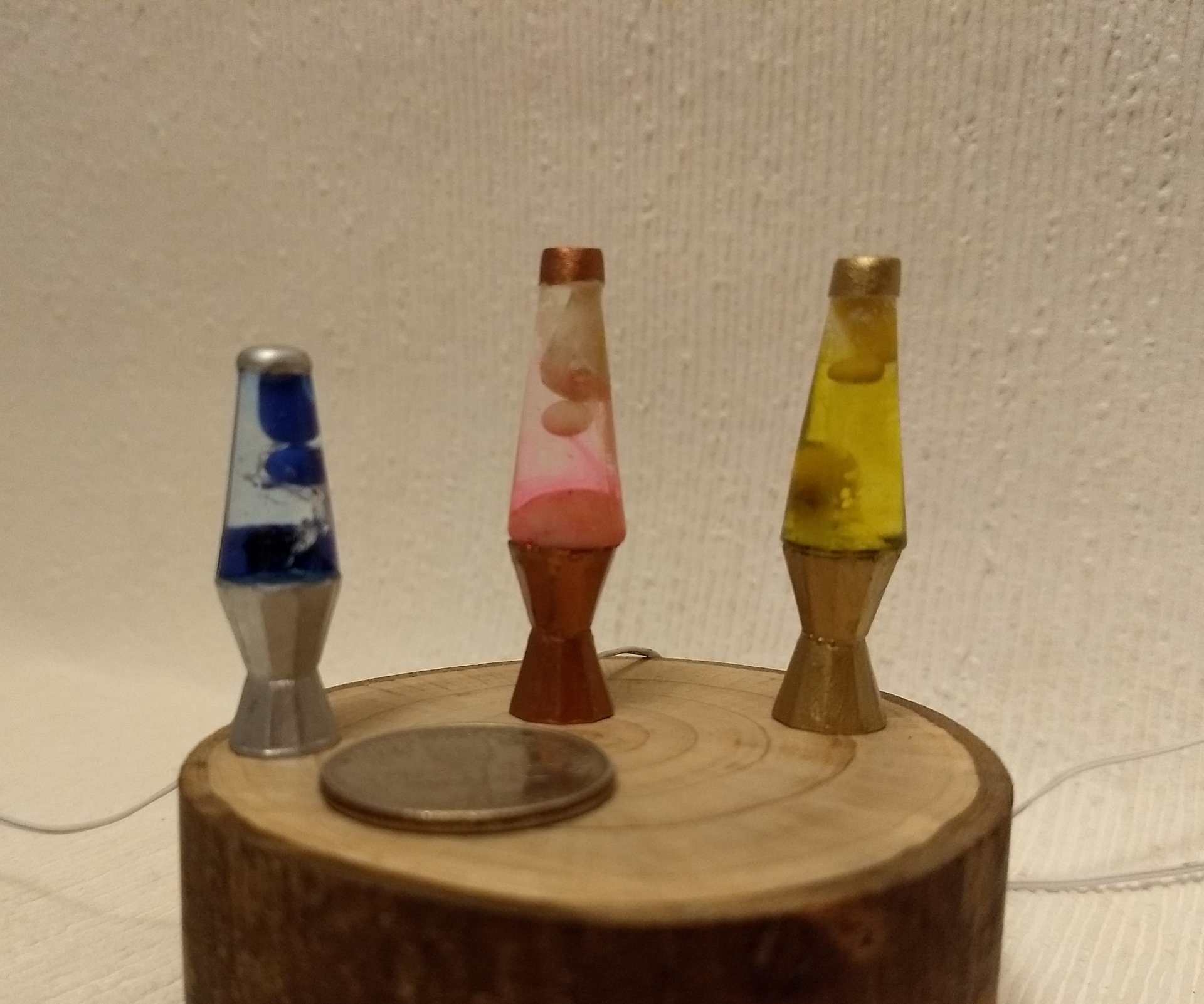 1:12 Dollhouse miniature retro lava lamp Battery operated LED table lamp MCM style with external wires Mid-century nostalgic lamp  REF Blue liquid