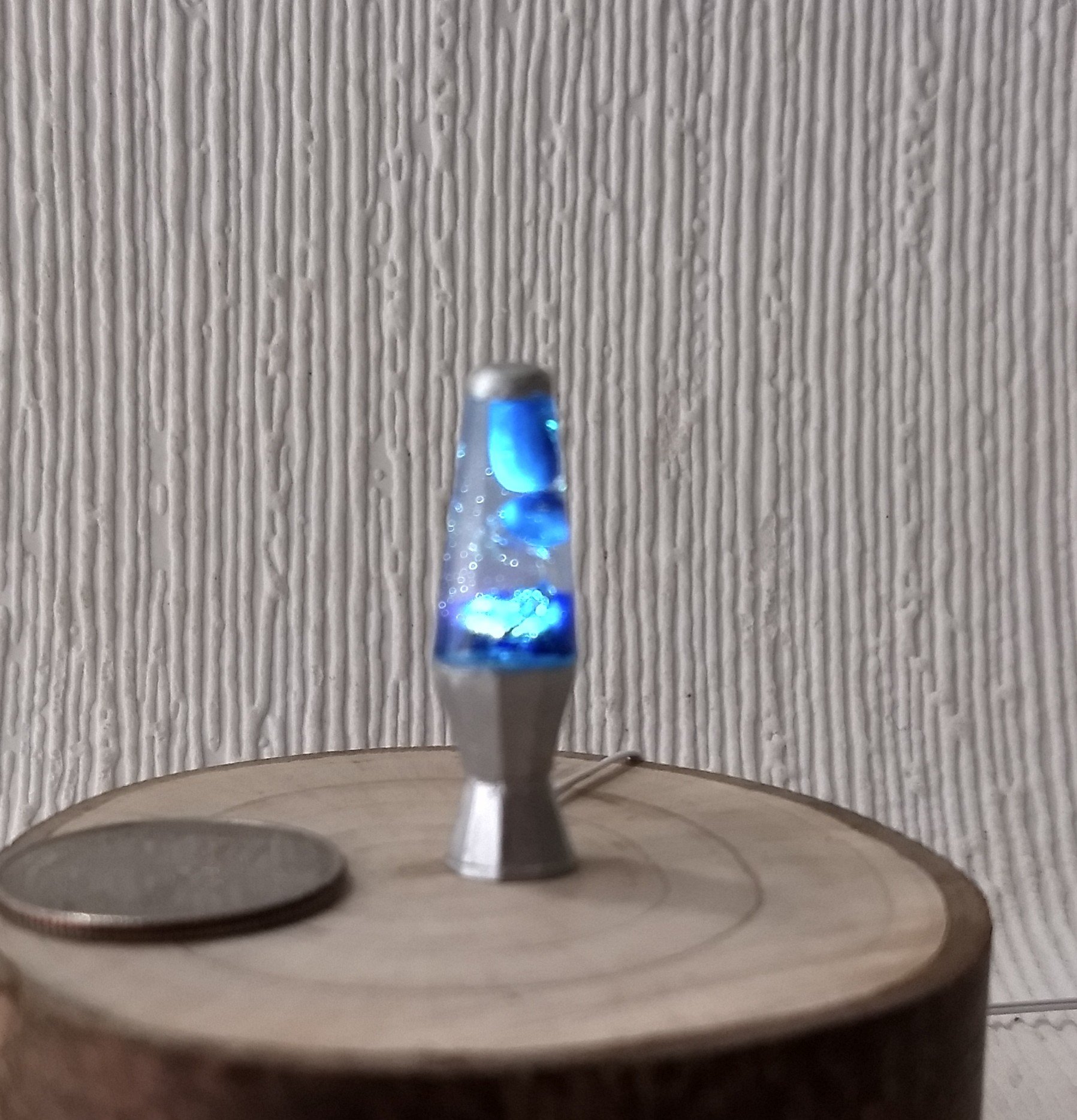 1:12 Dollhouse miniature retro lava lamp Battery operated LED table lamp MCM style with external wires Mid-century nostalgic lamp  REF Blue liquid