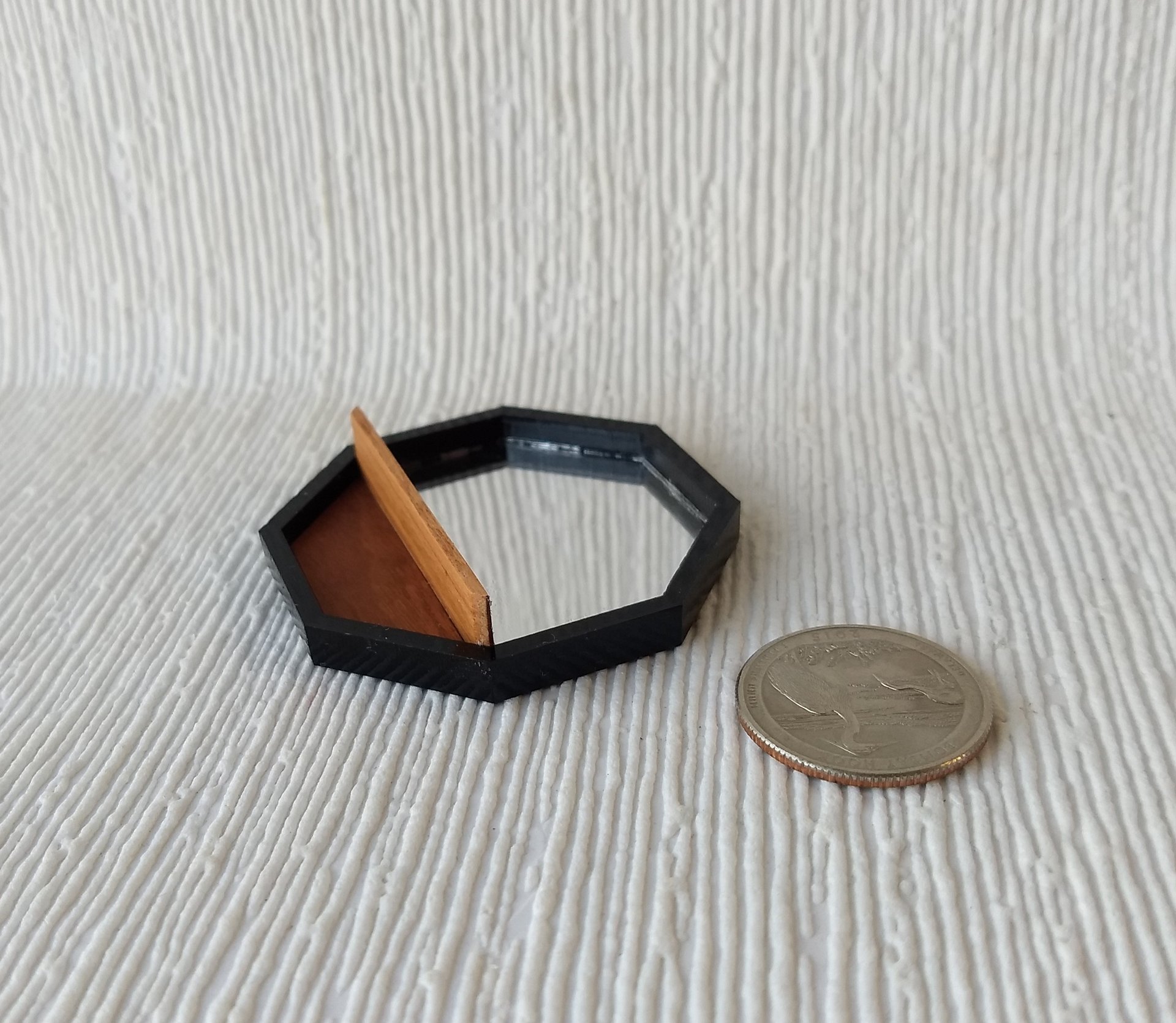 1: 12 Dollhouse accent mirror Octagon mirror with solid cherry wood shelf and black acrylic frame